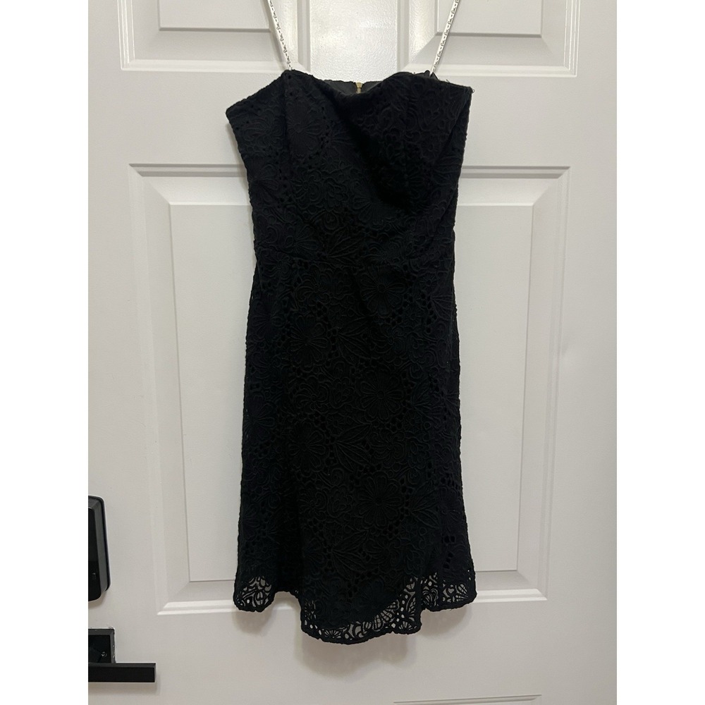 Lilly Pulitzer Strapless Vicki Dress 2 Black Floral Lace Cocktail Resort Preppy